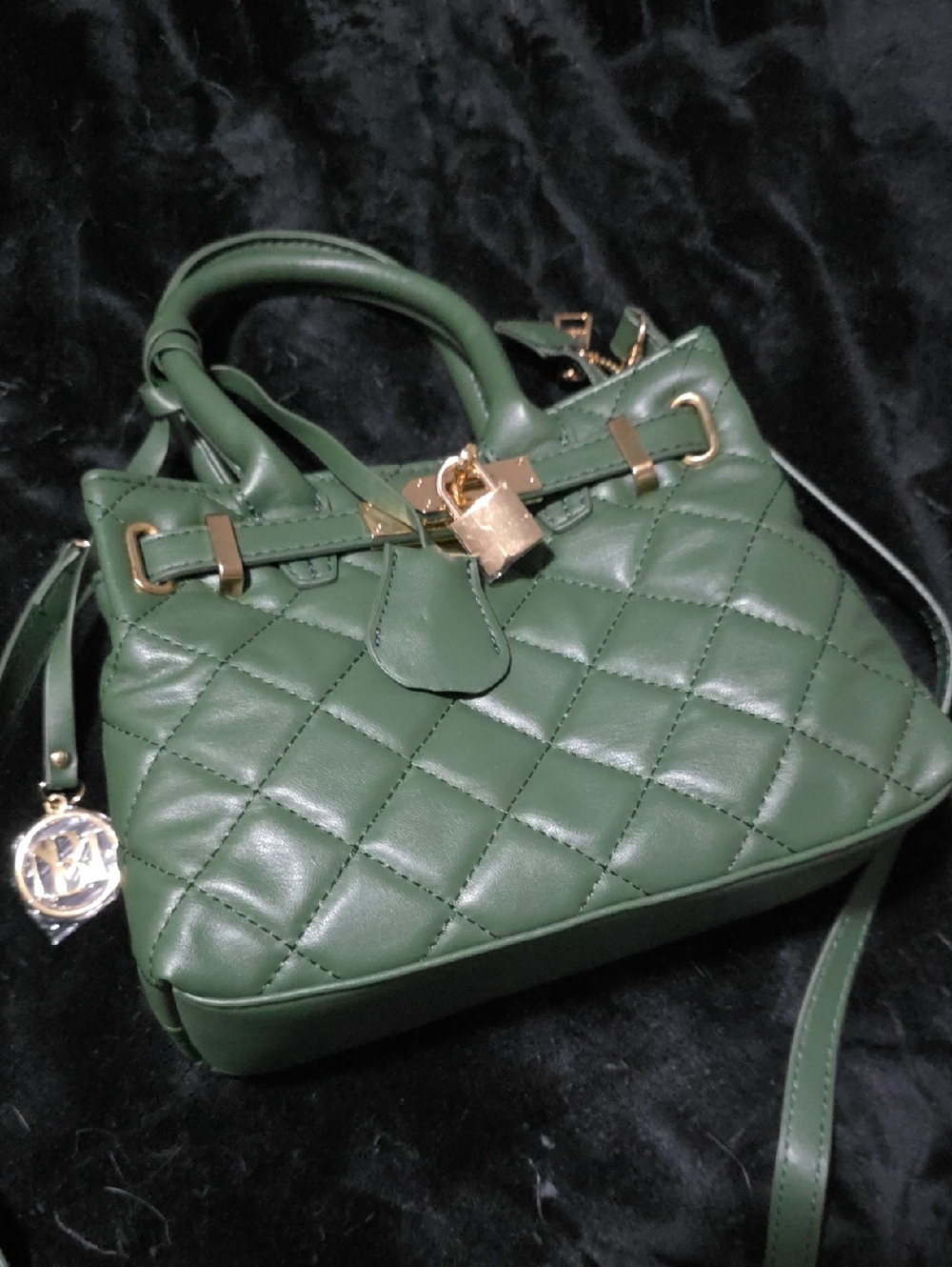 Quilted Green Leather Top-Handle Satchel